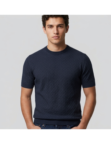 Filippo De Laurentiis --- Maglia Uomo Manica Corta Cotone Blu Scuro