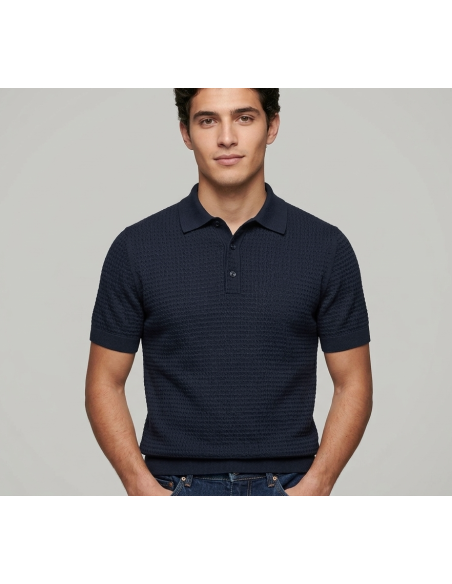 Filippo De Laurentiis --- Polo Uomo Manica Corta Cotone Blu Scuro