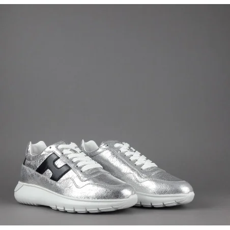 Hogan Interactive3 Donna Pelle Metal Argento H Pelle Nero Prezzo 320,00