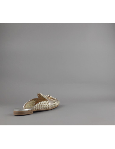 Frau --- Slipper Donna Pelle Intrecciata Avorio Platino