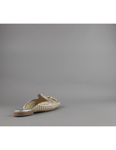 Frau --- Slipper Donna Pelle Intrecciata Avorio Platino