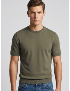 Filippo De Laurentiis --- Maglia Uomo Manica Corta Cotone Verde Militare