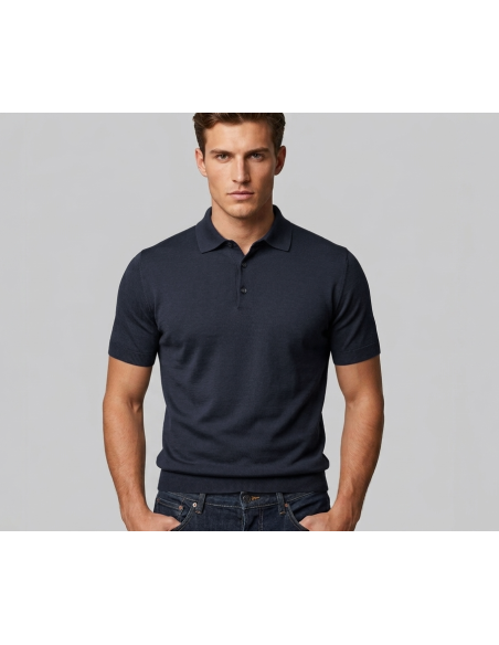 Filippo De Laurentiis --- Polo Uomo Manica Corta Cotone Blu Scuro