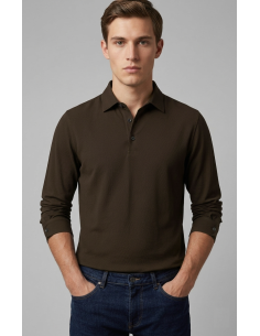 Filippo De Laurentiis --- Polo Uomo Manica Lunga Cotone Testa Moro