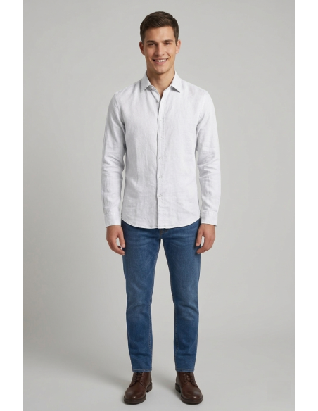 Clark --- Camicia Uomo Brady Lino Bianco
