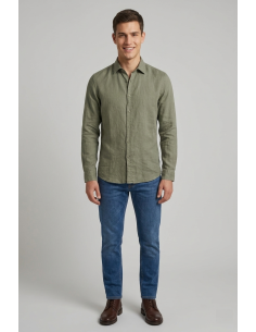 Clark --- Camicia Uomo Brady Lino Verde Militare