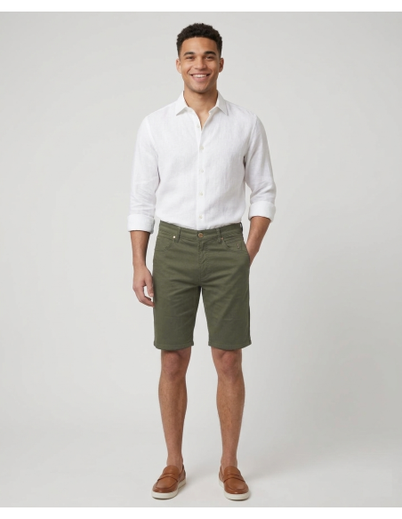 Jeckerson --- Bermuda Uomo Cotone Stretch Verde Militare