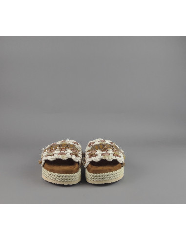 Mou --- Sandalo Monoband Donna Tessuto Sabbia