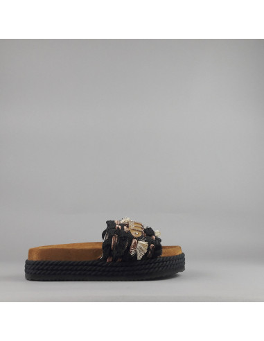 Mou --- Sandalo Monoband Donna Tessuto Nero