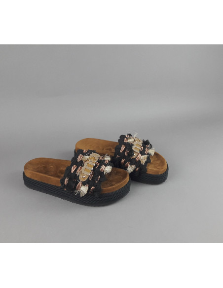 Mou --- Sandalo Monoband Donna Tessuto Nero