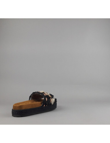 Mou --- Sandalo Monoband Donna Tessuto Nero