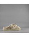 Mou --- Sandalo Criss-Cross Donna Rafia Beige Oro