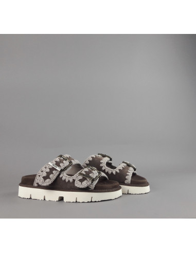 Mou --- Sandalo Donna Camoscio Marrone Scuro