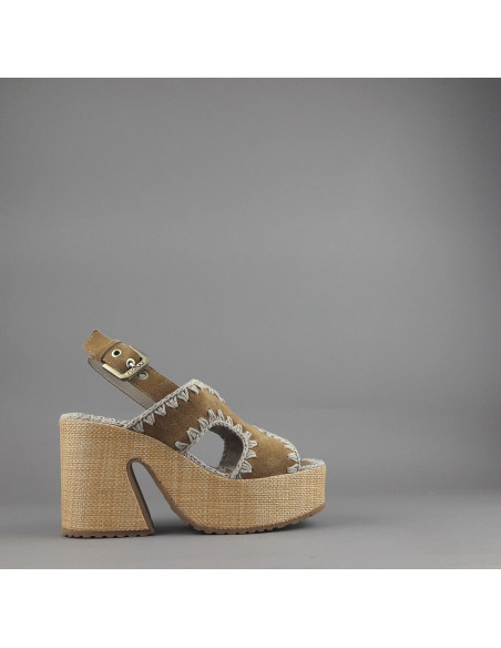 Mou --- Sandalo Platform Donna Camoscio Marrone Chiaro