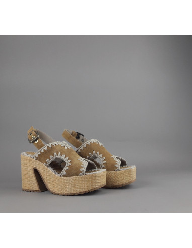 Mou --- Sandalo Platform Donna Camoscio Marrone Chiaro