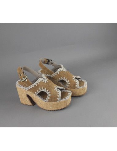 Mou --- Sandalo Platform Donna Camoscio Marrone Chiaro