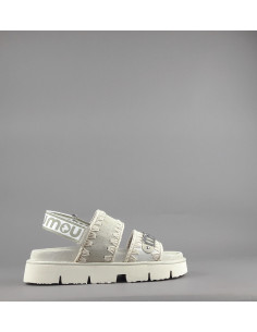 Mou --- Sandalo Donna Bio Camoscio Tela Stone