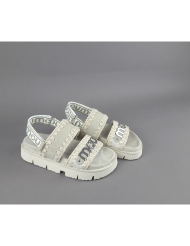 Mou --- Sandalo Donna Bio Camoscio Tela Stone