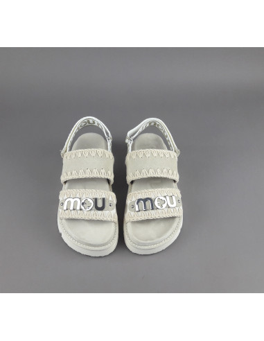 Mou --- Sandalo Donna Bio Camoscio Tela Stone