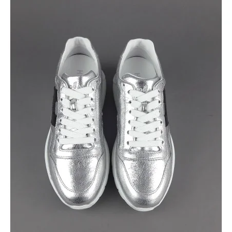 Hogan Interactive3 Donna Pelle Metal Argento H Pelle Nero Prezzo 320,00