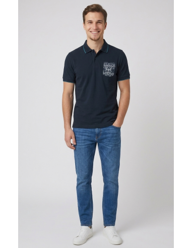 Sun 68 --- Polo Uomo Pocket Blu Scuro