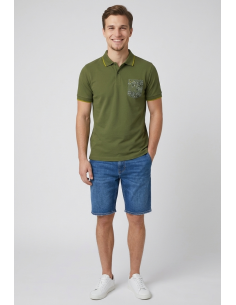 Sun 68 --- Polo Uomo Pocket Verde Militare