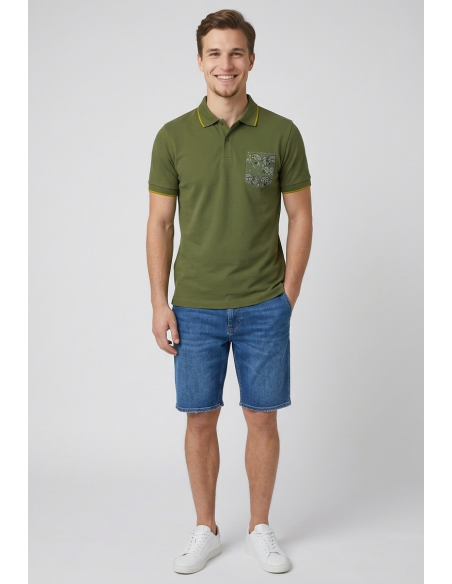 Sun 68 --- Polo Uomo Pocket Verde Militare