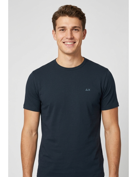 Sun 68 --- T-Shirt Uomo Cotone Blu Scuro