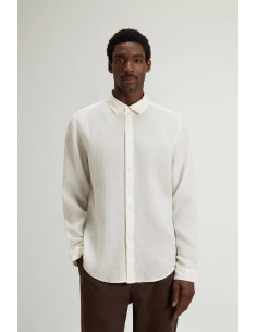 Woolrich --- Camicia Uomo Lino Bianco Opaco