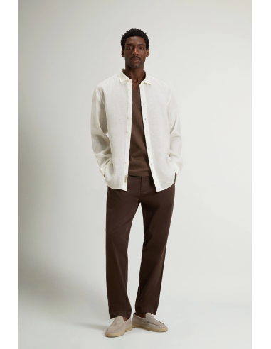 Woolrich --- Camicia Uomo Lino Bianco Opaco