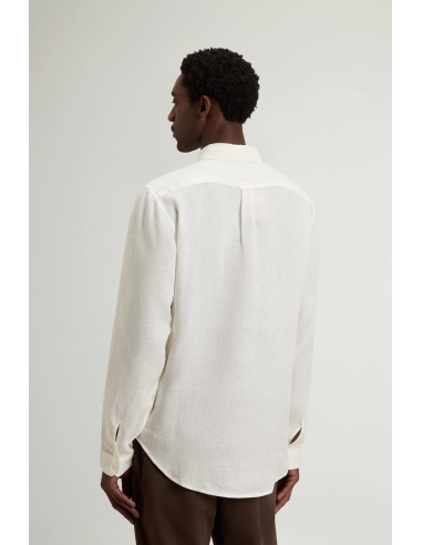 Woolrich --- Camicia Uomo Lino Bianco Opaco