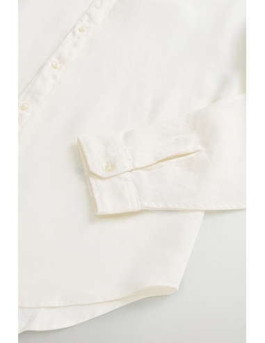 Woolrich --- Camicia Uomo Lino Bianco Opaco