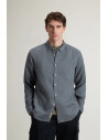 Woolrich --- Camicia Uomo Lino Blu Grigio