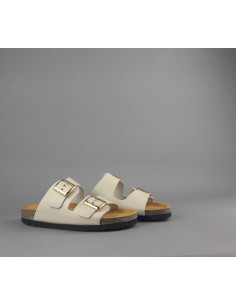 Frau --- Sandalo Slipper Donna Pelle Beige Opaco