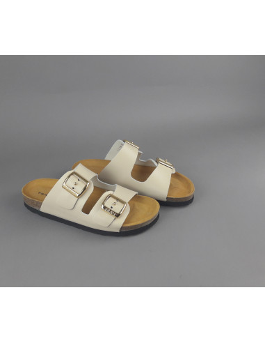 Frau --- Sandalo Slipper Donna Pelle Beige Opaco
