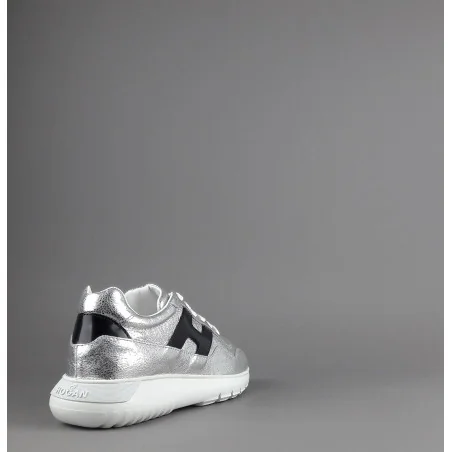 Hogan Interactive3 Donna Pelle Metal Argento H Pelle Nero Prezzo 320,00