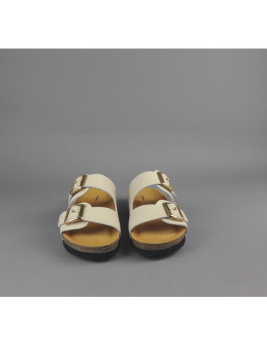 Frau --- Sandalo Slipper Donna Pelle Beige Opaco