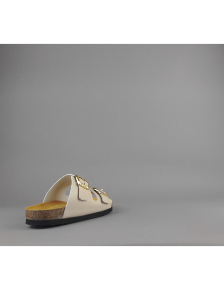 Frau --- Sandalo Slipper Donna Pelle Beige Opaco