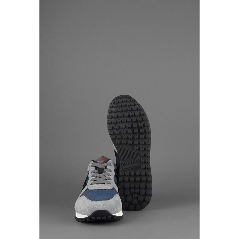 Hogan Sneakers H383 Uomo Camoscio Tela Grigio Chiaro Blu H Tessuto Pezzo 290,00