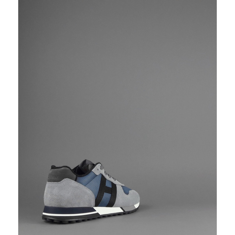 Hogan Sneakers H383 Uomo Camoscio Tela Grigio Chiaro Blu H Tessuto Pezzo 290,00