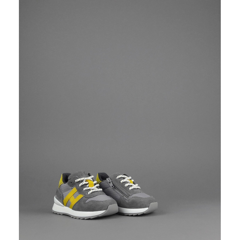 Hogan Sneakers J484 Junior Baby Camoscio Tela Grigio Scuro H Tessuto Prezzo 170,00