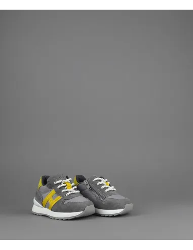 Hogan Sneakers J484 Junior Baby Camoscio Tela Grigio Scuro H Tessuto Prezzo 170,00
