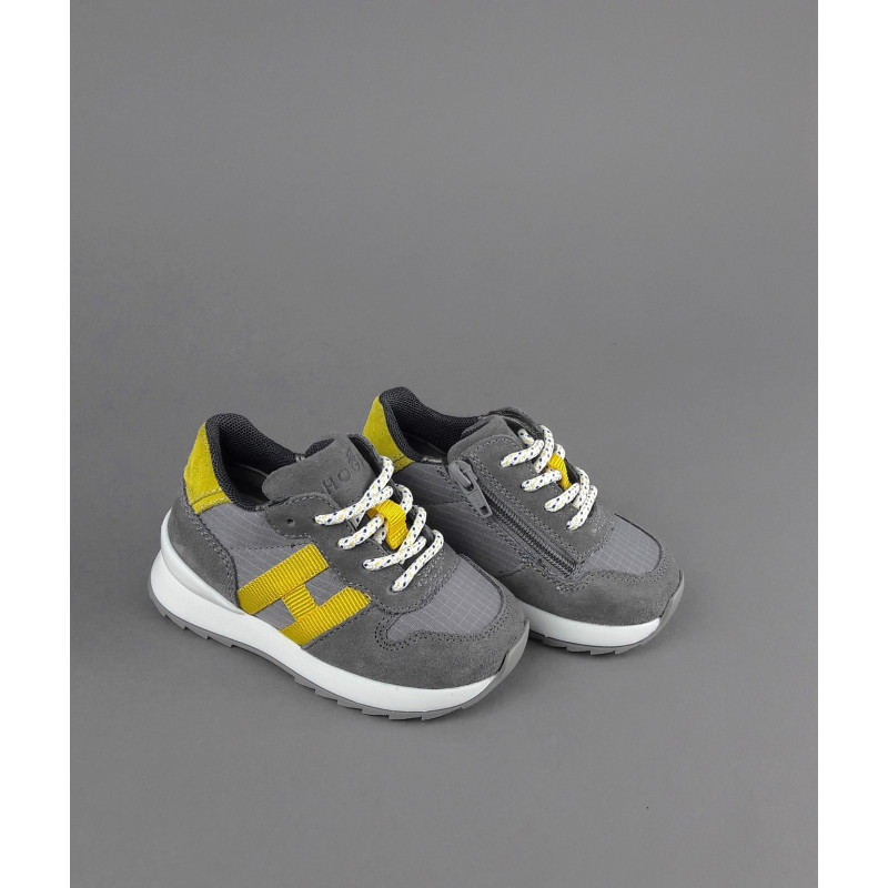 Hogan Sneakers J484 Junior Baby Camoscio Tela Grigio Scuro H Tessuto Prezzo 170,00
