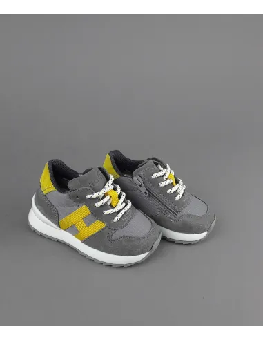 Hogan Sneakers J484 Junior Baby Camoscio Tela Grigio Scuro H Tessuto Prezzo 170,00