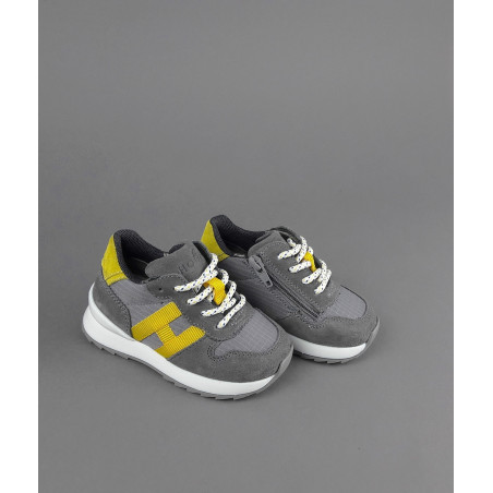 Hogan Sneakers J484 Junior Baby Camoscio Tela Grigio Scuro H Tessuto Prezzo 170,00