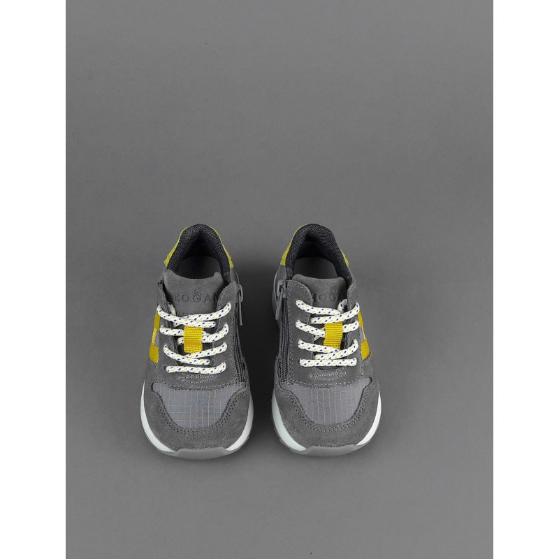 Hogan Sneakers J484 Junior Baby Camoscio Tela Grigio Scuro H Tessuto Prezzo 170,00