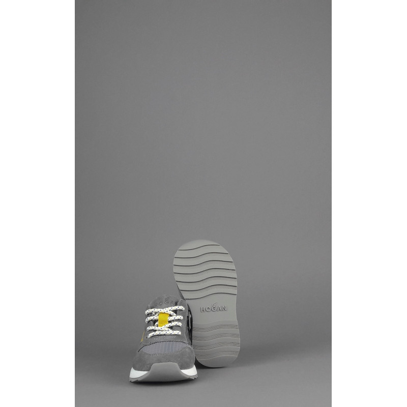 Hogan Sneakers J484 Junior Baby Camoscio Tela Grigio Scuro H Tessuto Prezzo 170,00