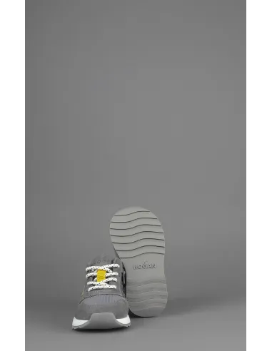 Hogan Sneakers J484 Junior Baby Camoscio Tela Grigio Scuro H Tessuto Prezzo 170,00