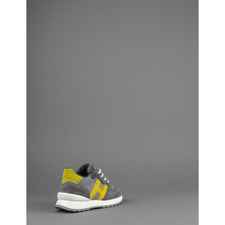 Hogan Sneakers J484 Junior Baby Camoscio Tela Grigio Scuro H Tessuto Prezzo 170,00
