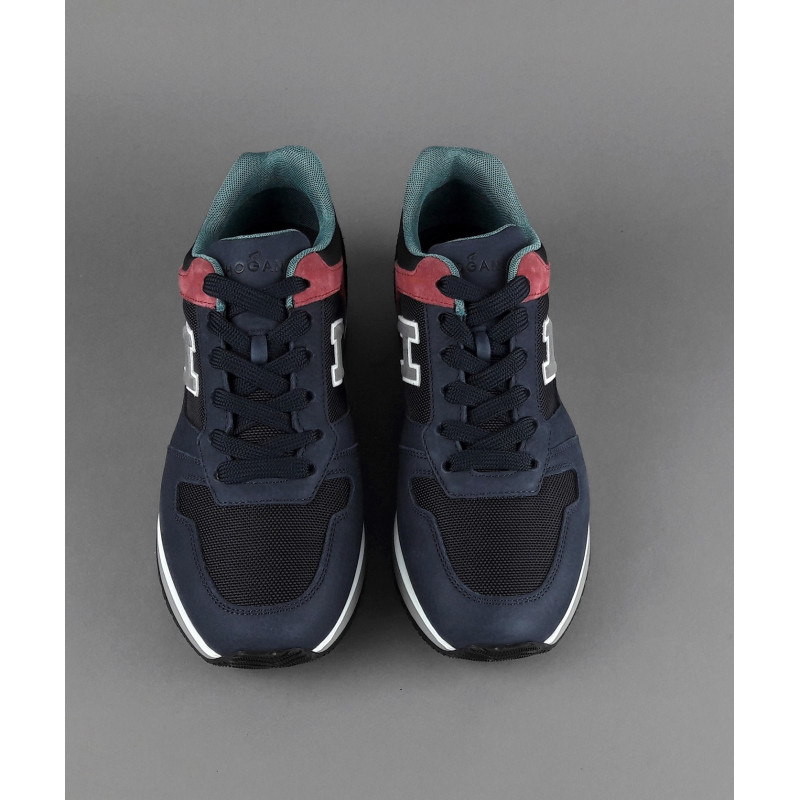 Hogan Sneakers H321 Uomo Nabuk Camoscio Tela Blu Scuro Rosso Nero Prezzo 320,00